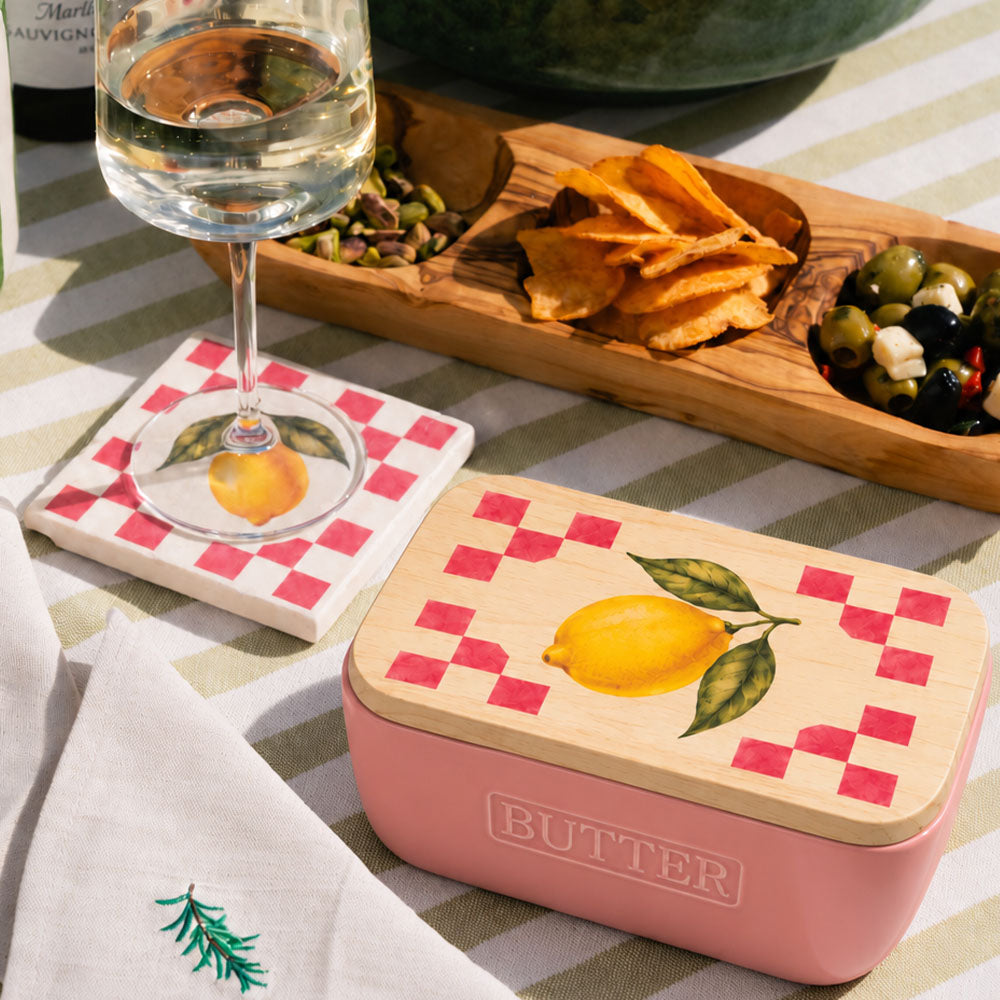 Pink Butter Dish - Lemon