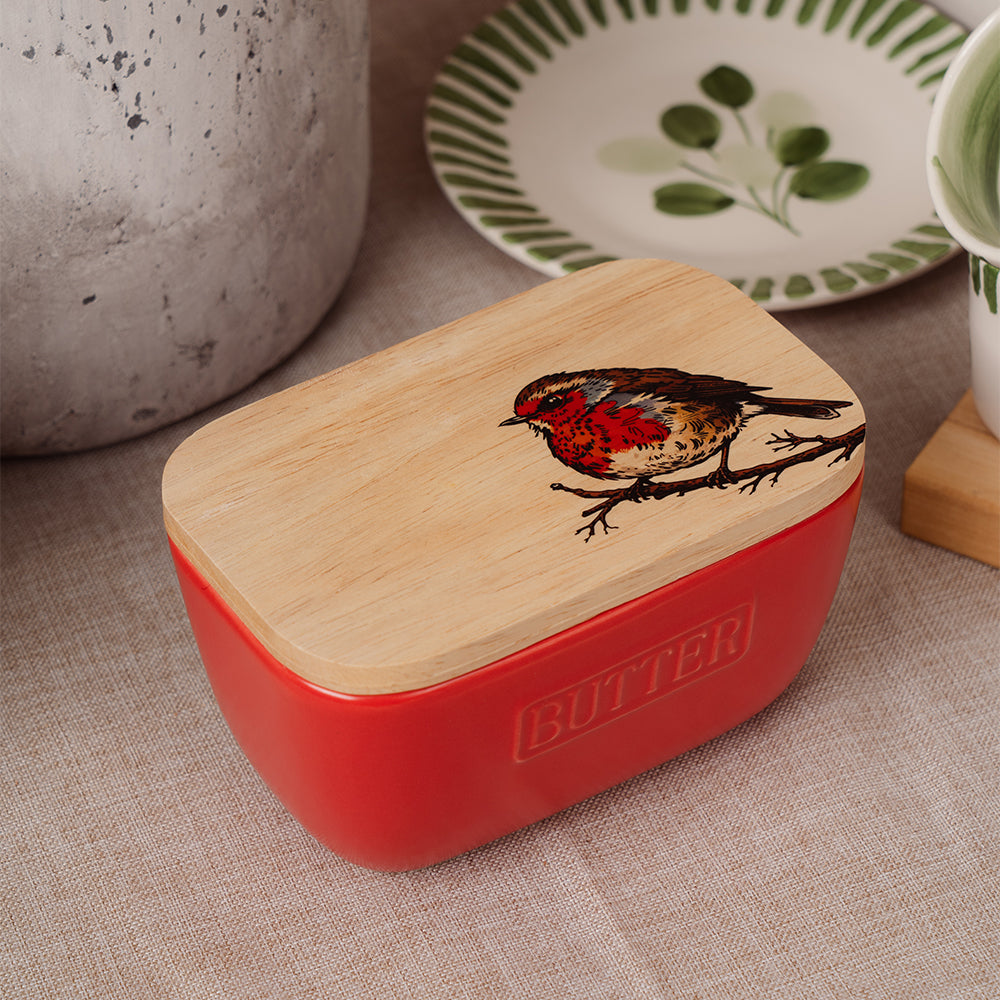 Robin Red Butter Dish