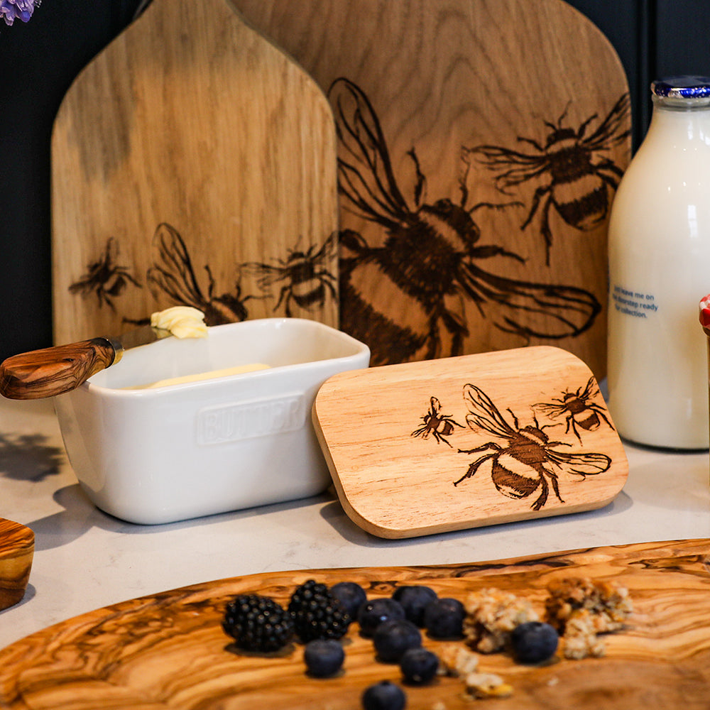 Bee White Butter Dish