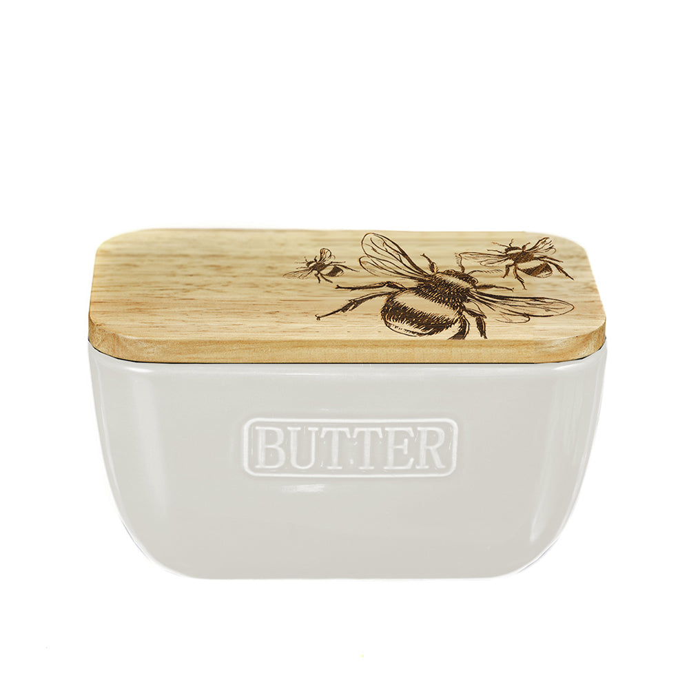 Bee White Butter Dish