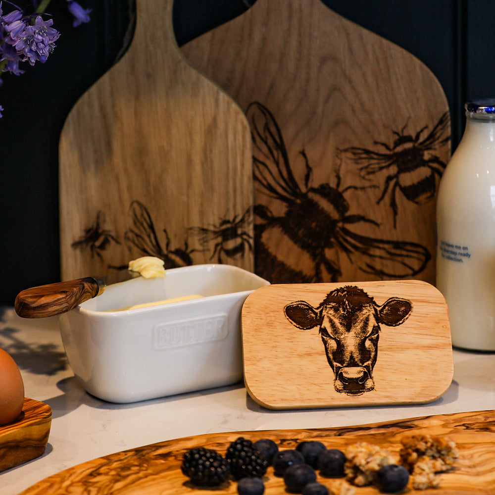 Jersey Cow White Butter Dish