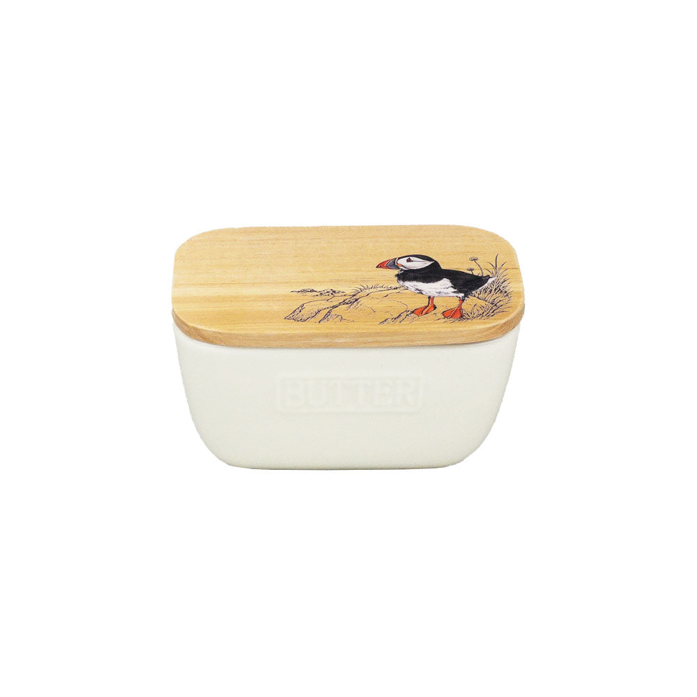 White Butter Dish - Puffin
