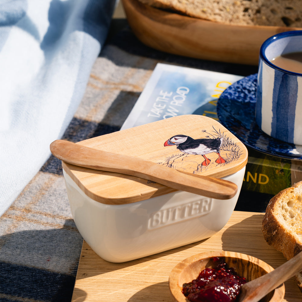 White Butter Dish - Puffin