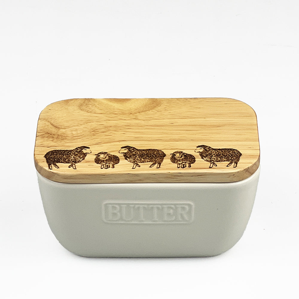 Sheep White Butter Dish