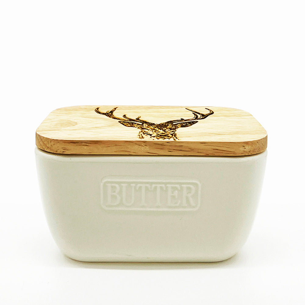 Stag Prince White Butter Dish