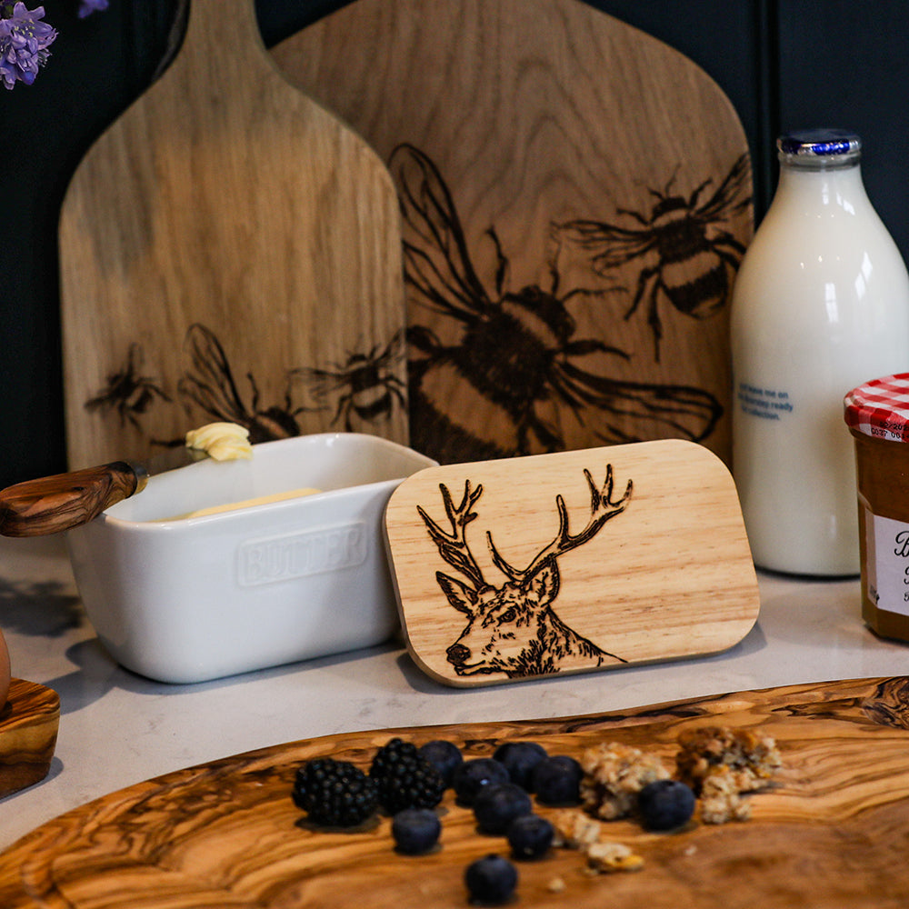 Stag White Butter Dish