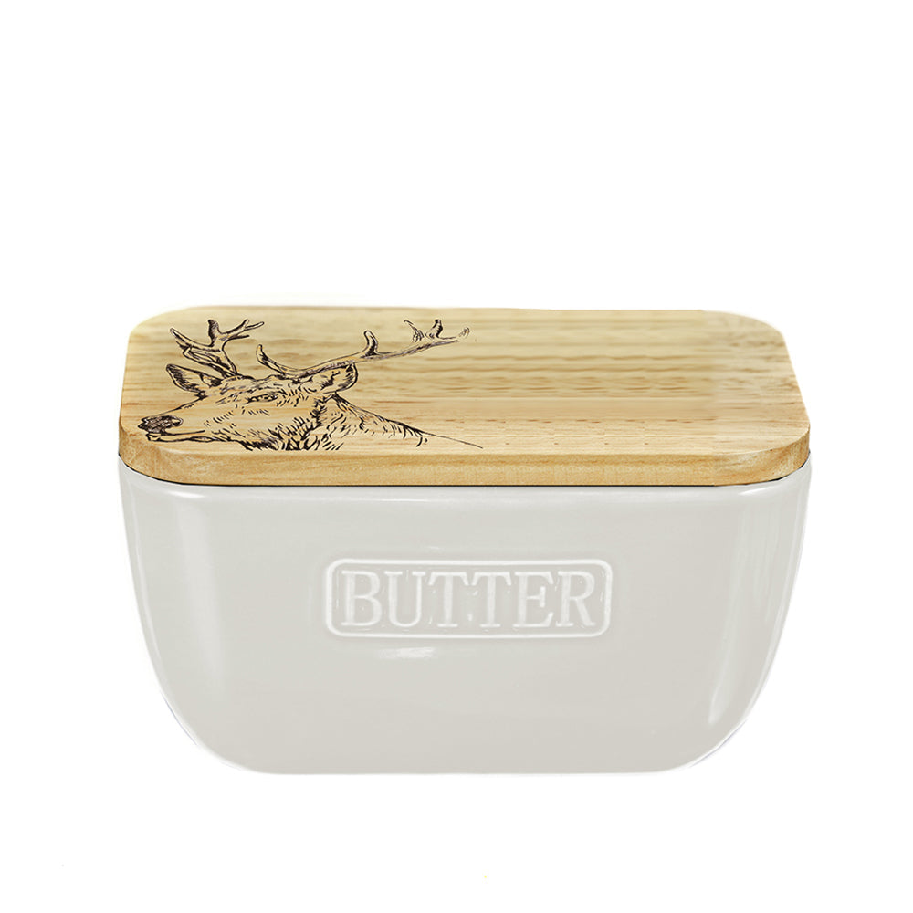 Stag White Butter Dish