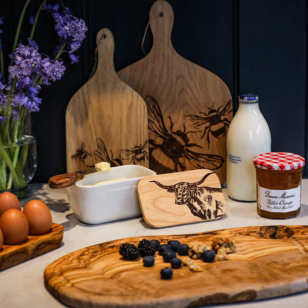 Texas Longhorn White Butter Dish