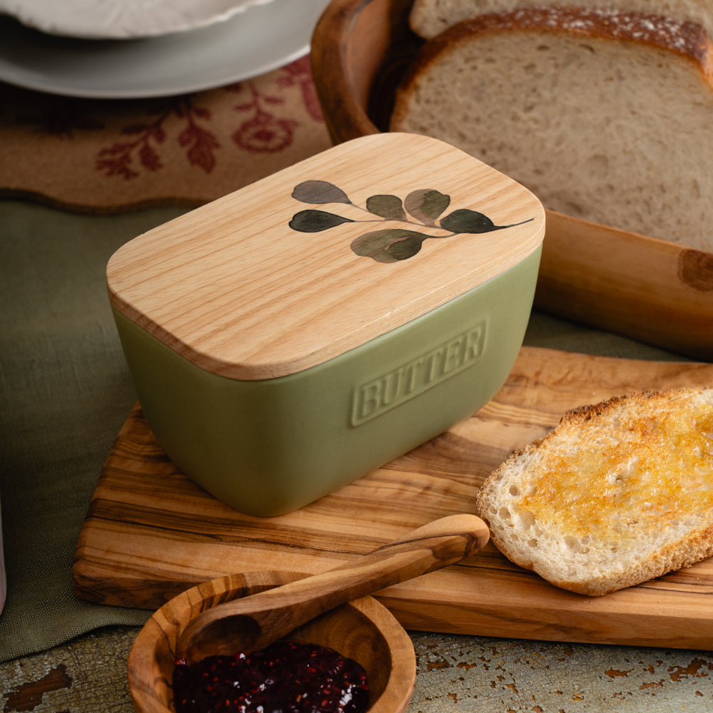 Green Flora Sage Green Butter Dish