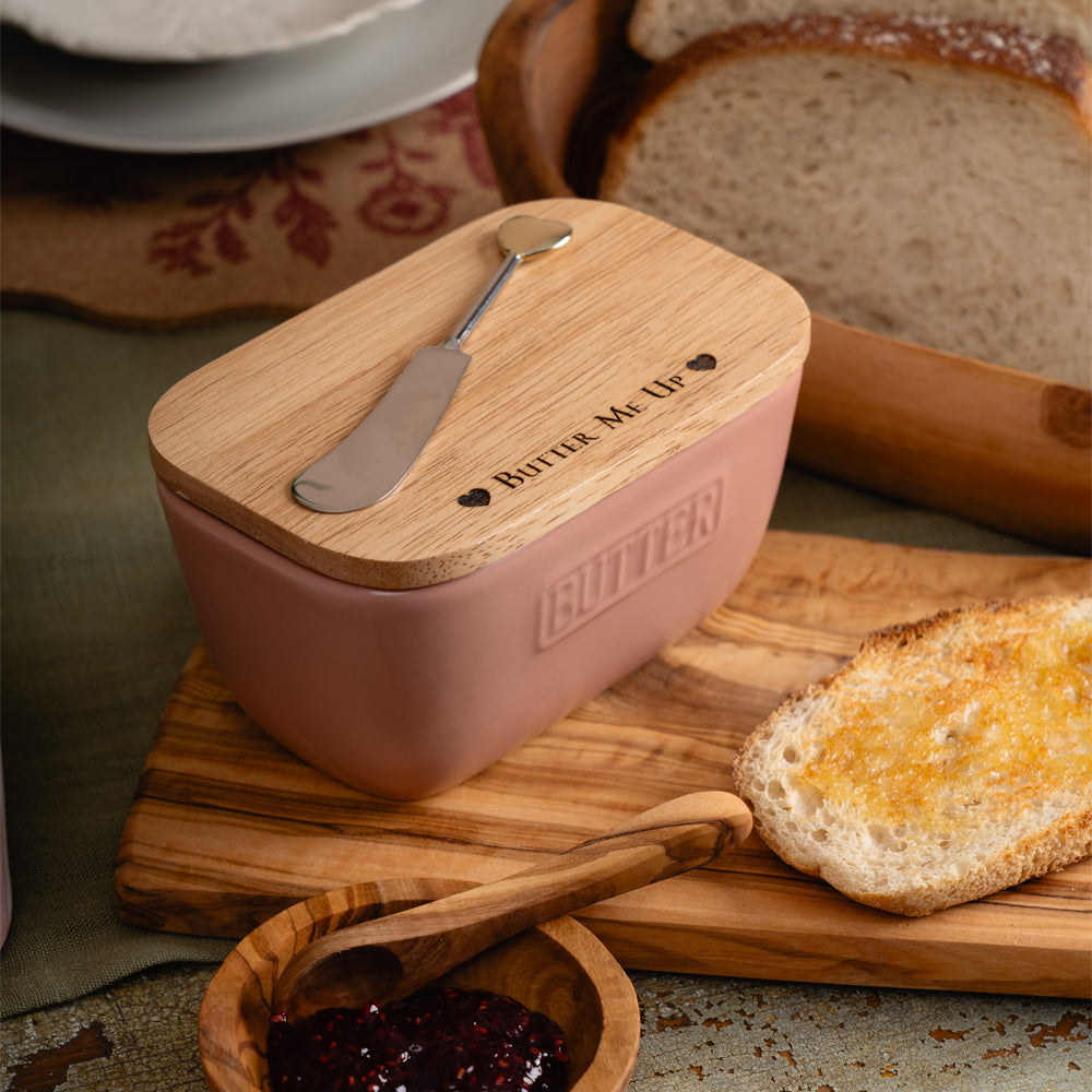 Butter Me Up Pink Butter Dish & Knife Set