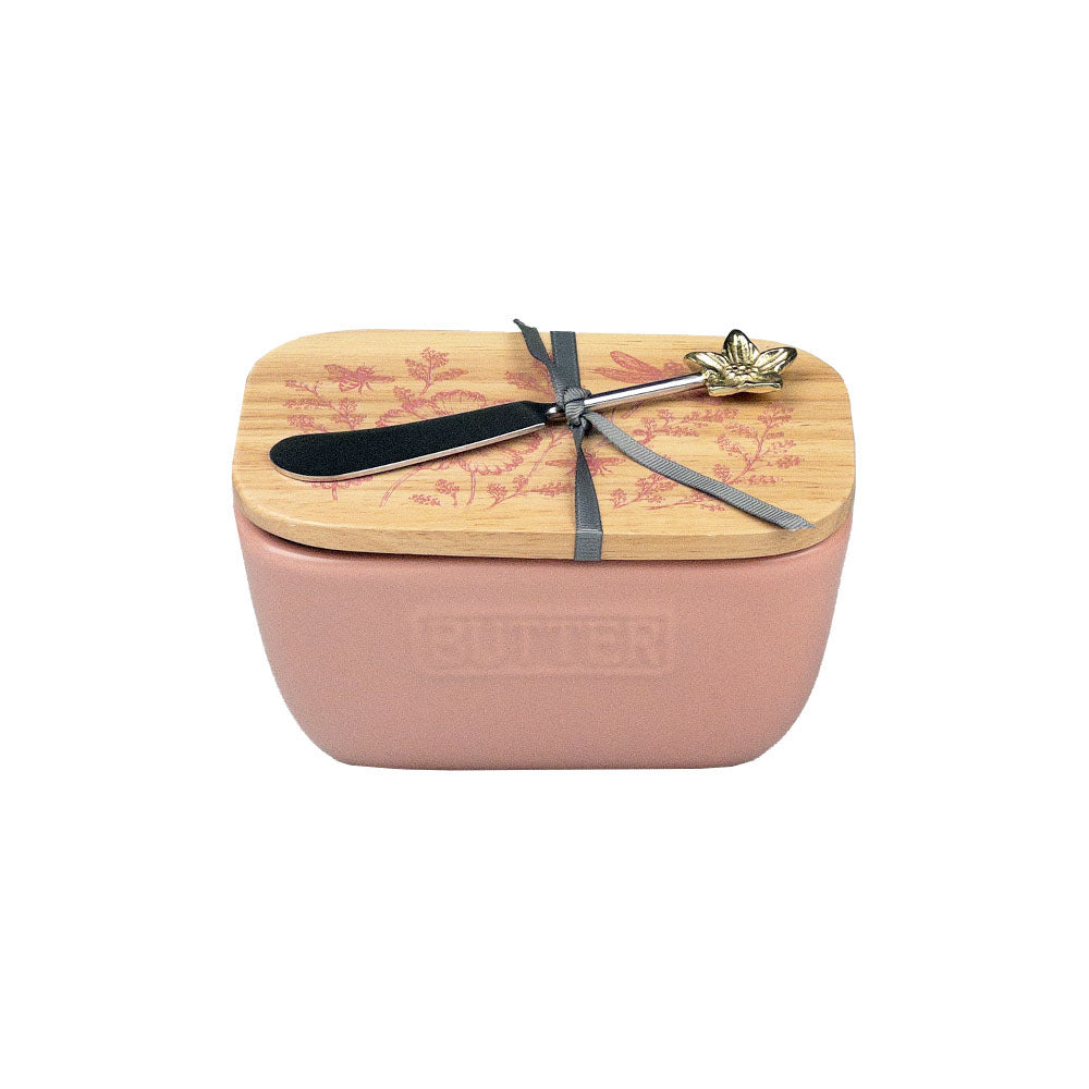 Pink Meadow Pink Butter Dish & Knife Set