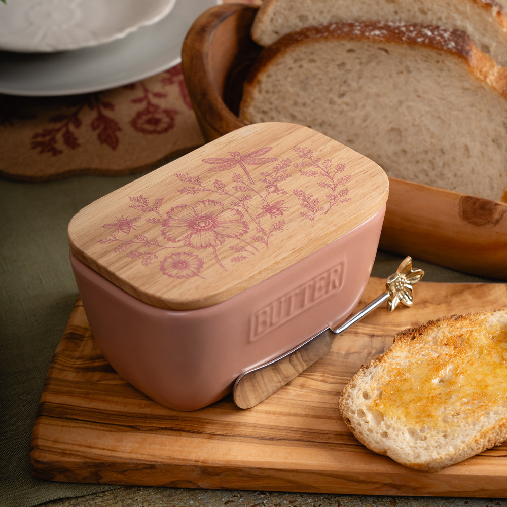 Pink Meadow Pink Butter Dish & Knife Set