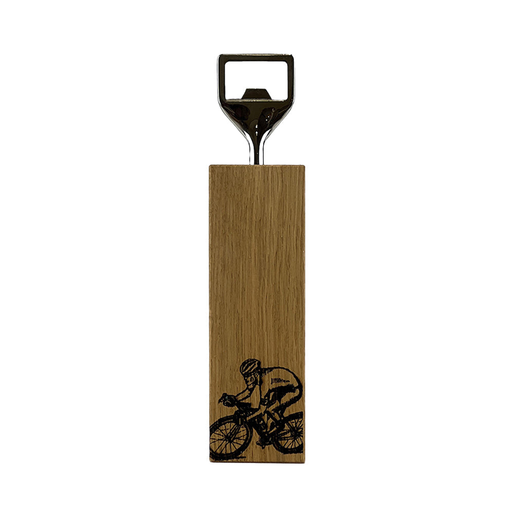 Cycling Oak Bottle Opener