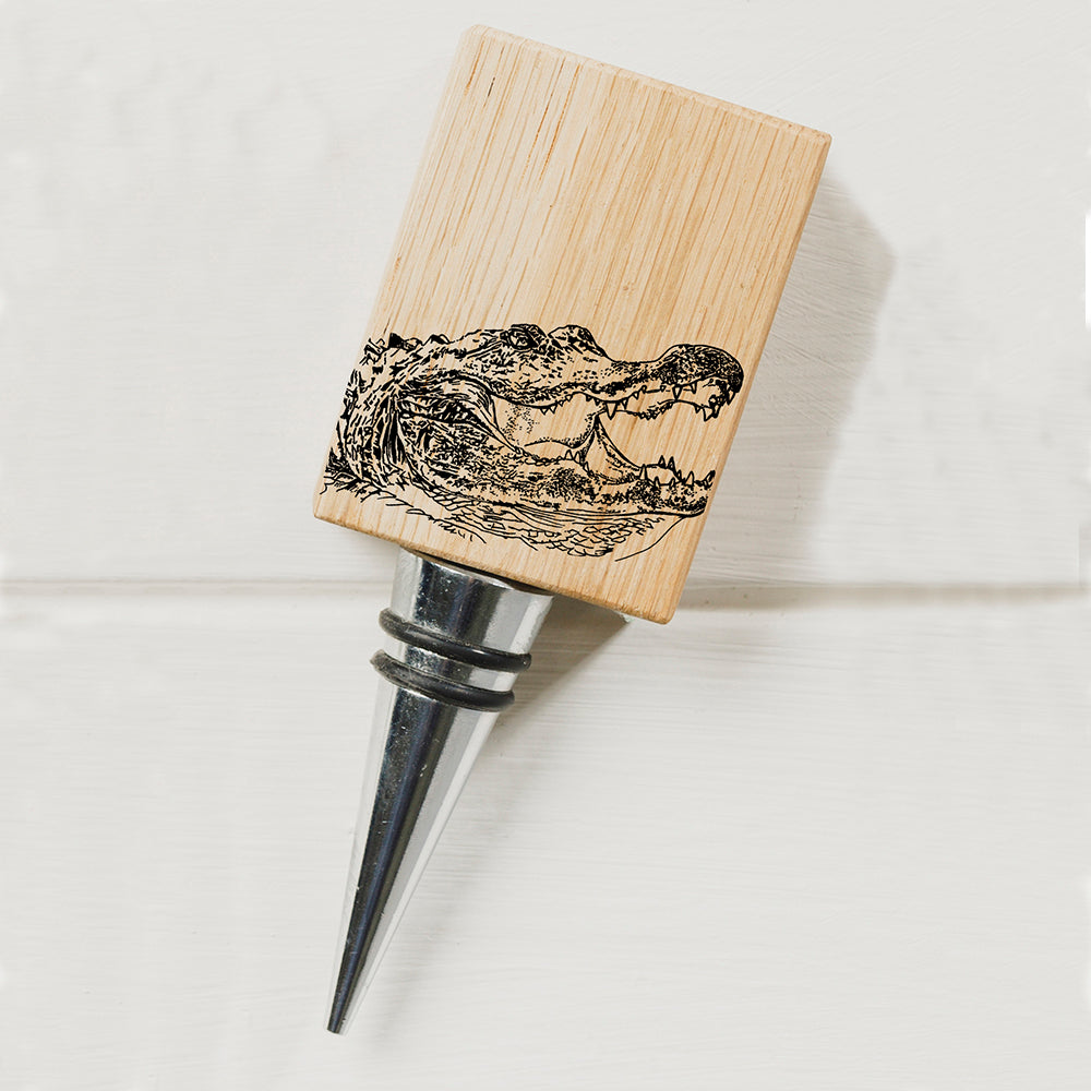 Alligator Oak Bottle Stopper