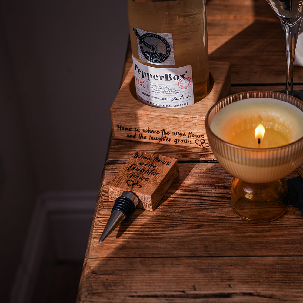 Home is Where the Wine Flows Oak Bottle Stopper