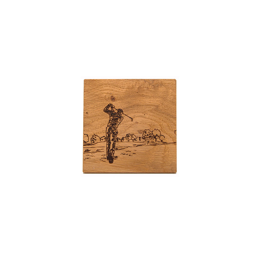 Golf Single Oak Coaster