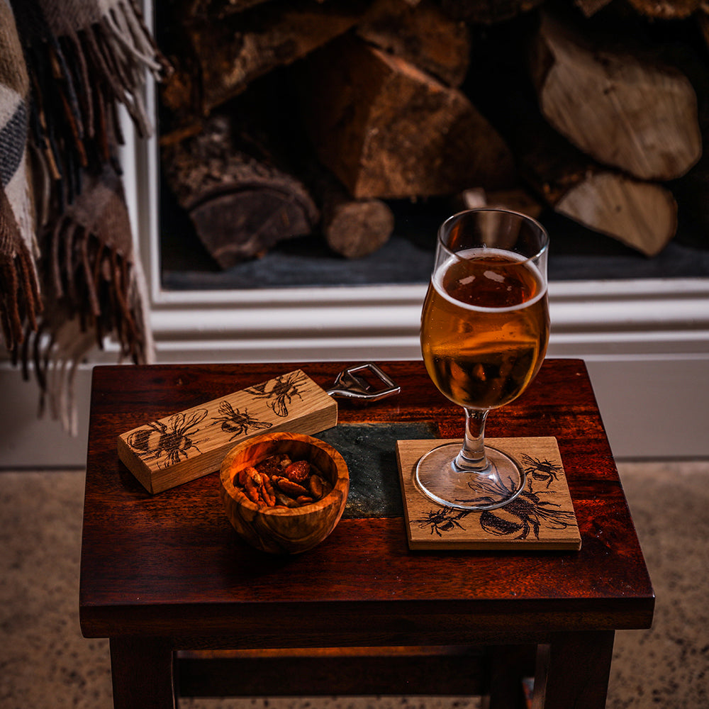 Bee Oak Coasters - Set of 2