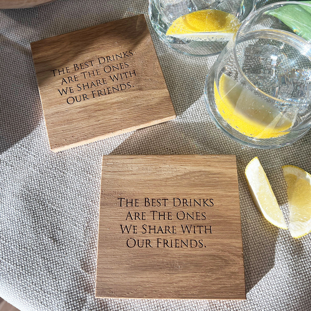 Friends Oak Coasters - Set of 2