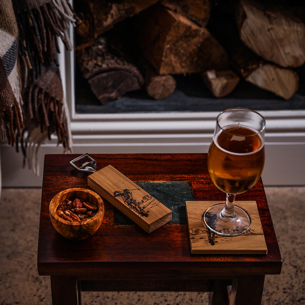 Golf Oak Coasters - Set of 2