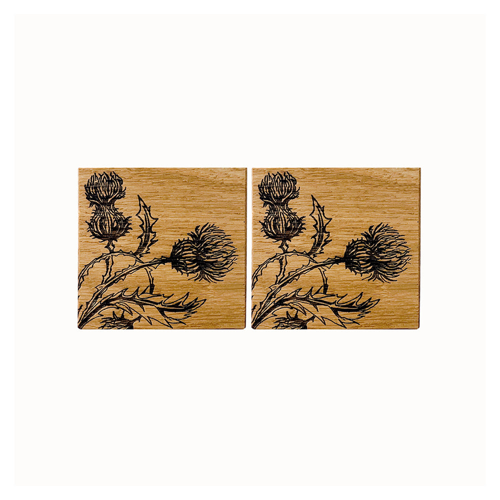 Thistle Trio Oak Coasters - Set of 2