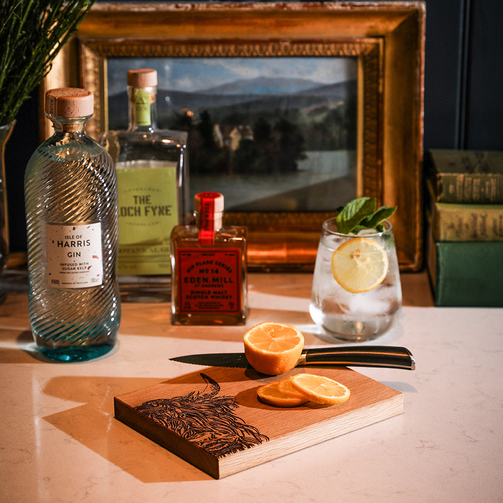 Highland Cow Oak Bar Board