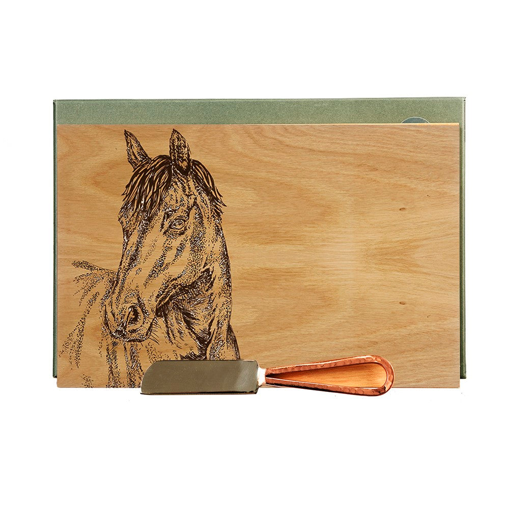 Horse Portrait Oak Cheese Board & Knife Set