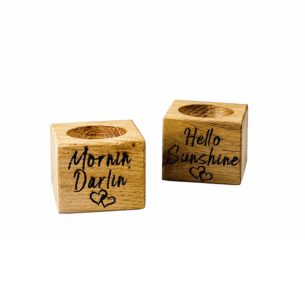 Hello, Mornin Oak Egg Cups - Set of 2