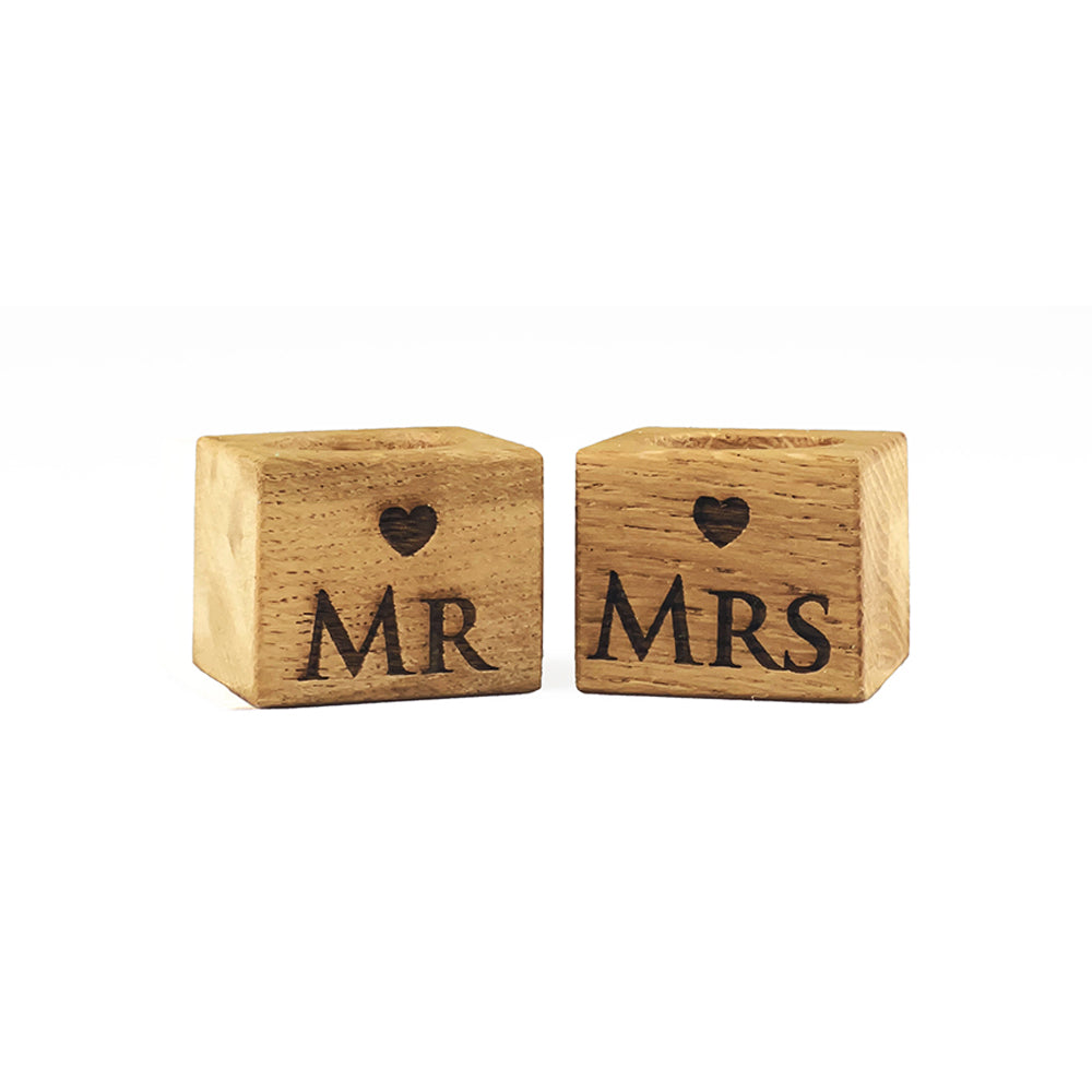 Mr & Mrs Oak Egg Cups - Set of 2