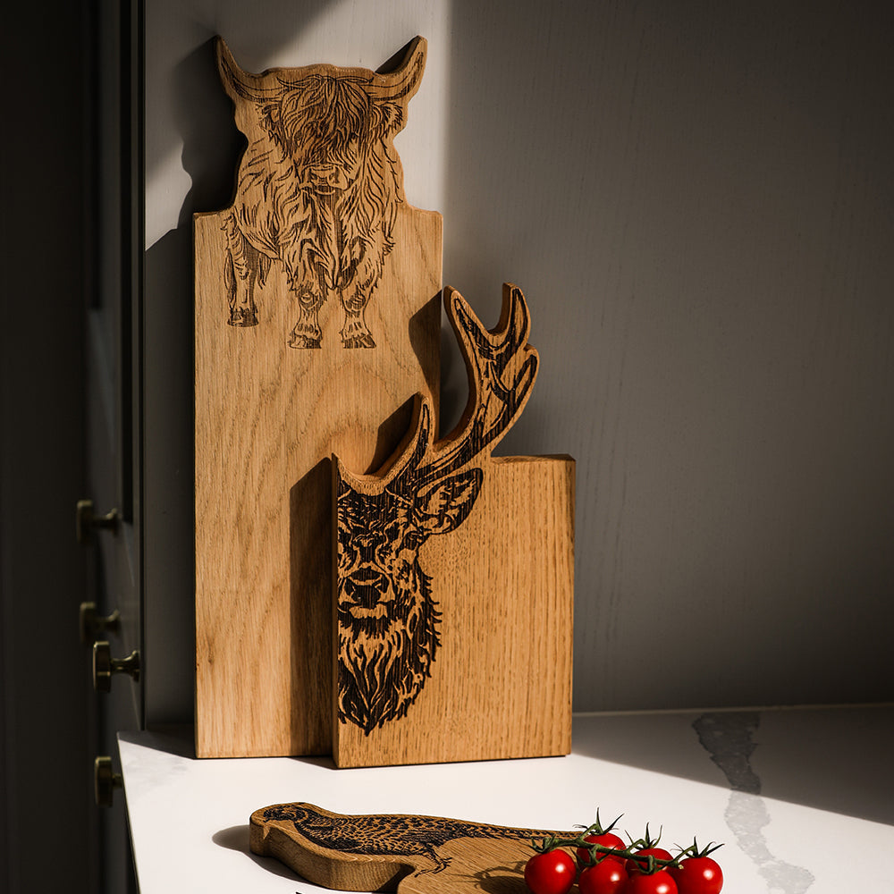 Highland Cow Framed Oak Serving Board - Medium