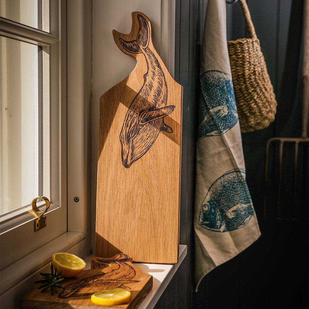 Whale Framed Oak Serving Board - Medium