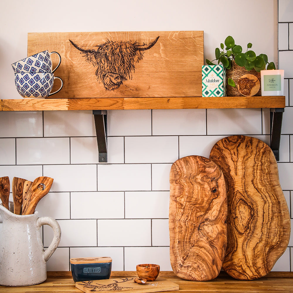 Highland Cow Oak Serving Board - Large