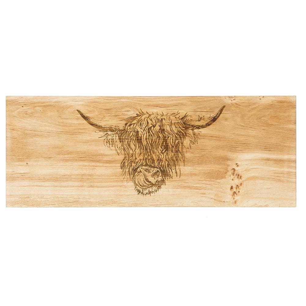 Highland Cow Oak Serving Board - Large