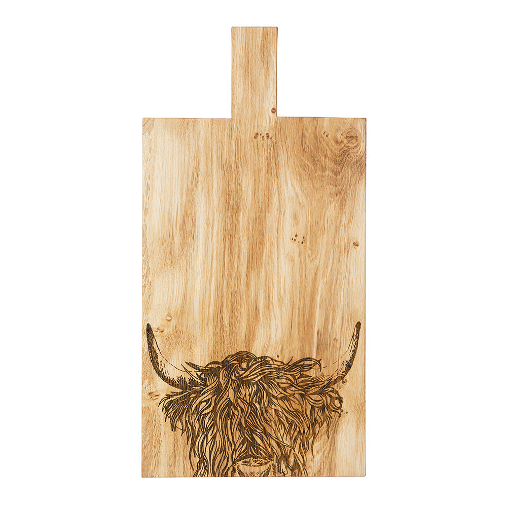 Highland Cow Oak Paddle - Large