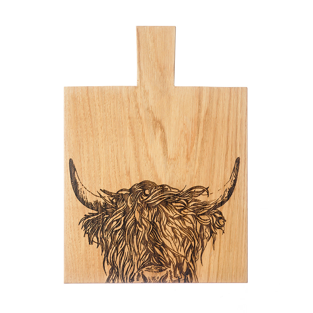 Highland Cow Oak Paddle - Medium