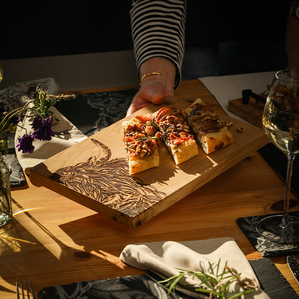 Highland Cow Oak Serving & Cheese Board