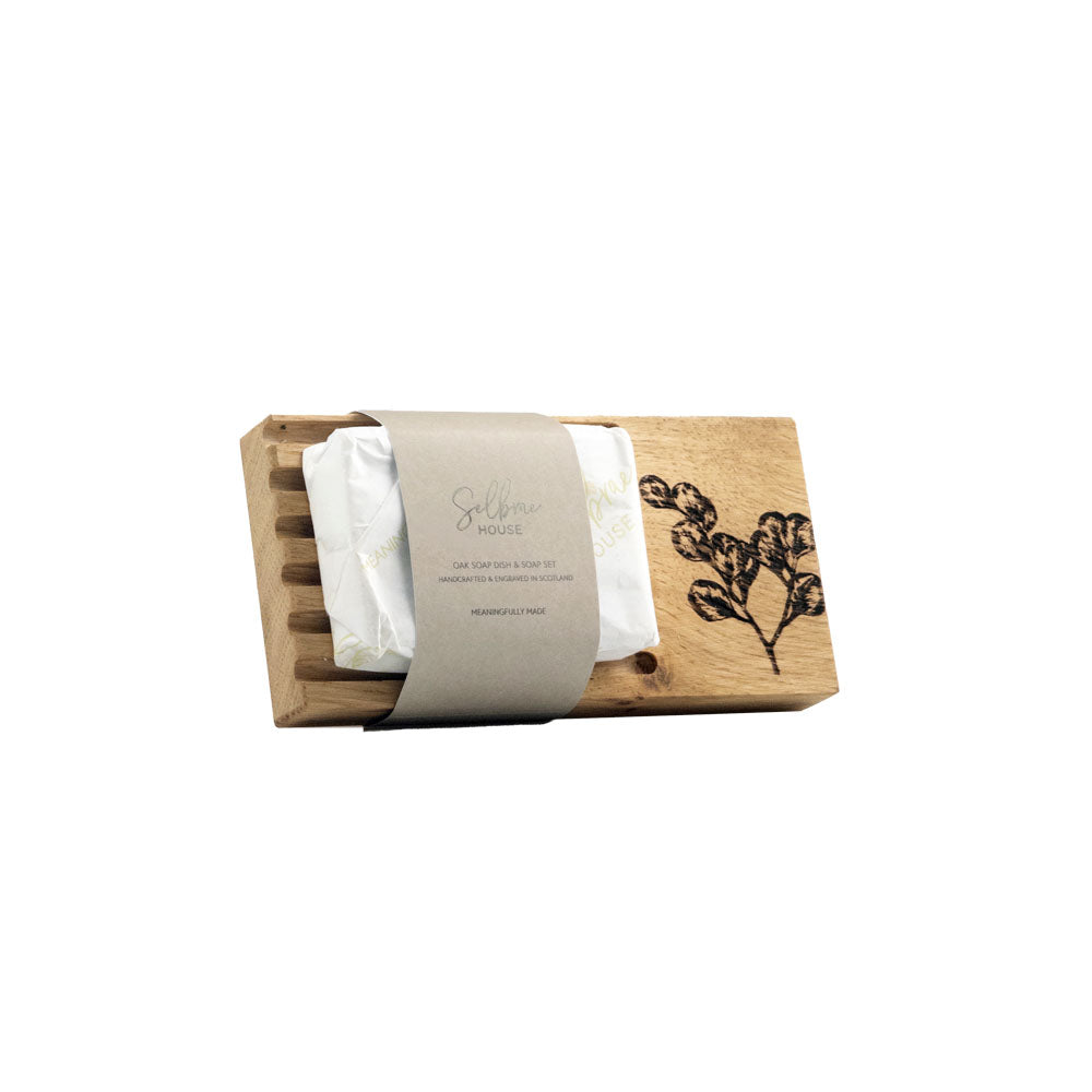 Flora Oak Soap Dish & Soap Set