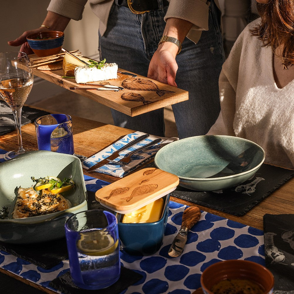 Fish Repeat Oak Serving Platter