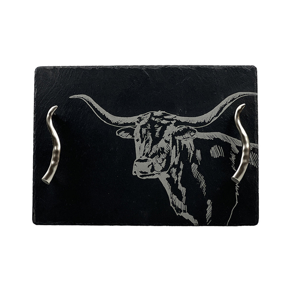 Texas Longhorn Slate Serving Tray – Medium