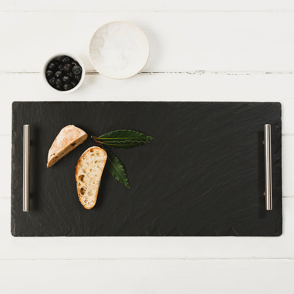 Plain Handle Slate Serving Tray - Large