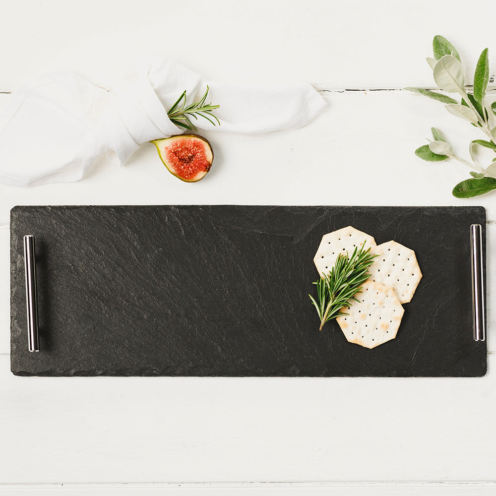 Plain Handle Slate Serving Tray - Small