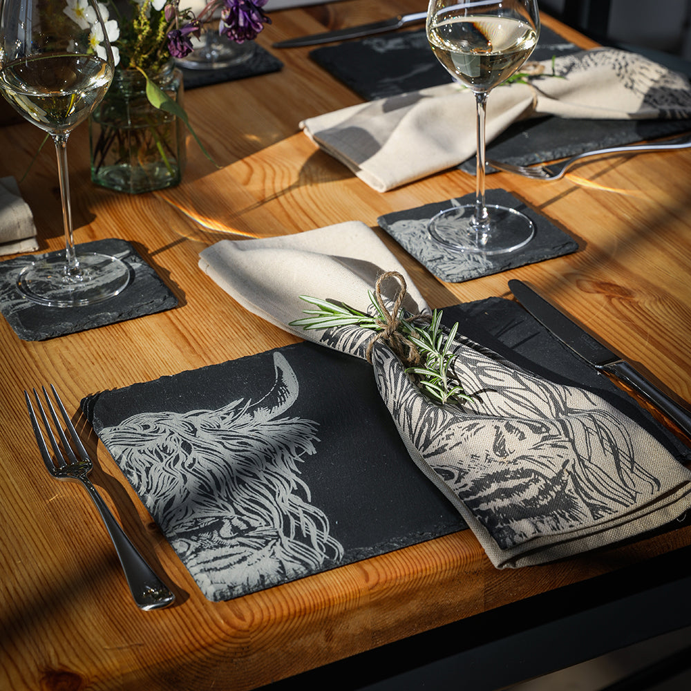 Highland Cow Slate Place Mats - Set of 2