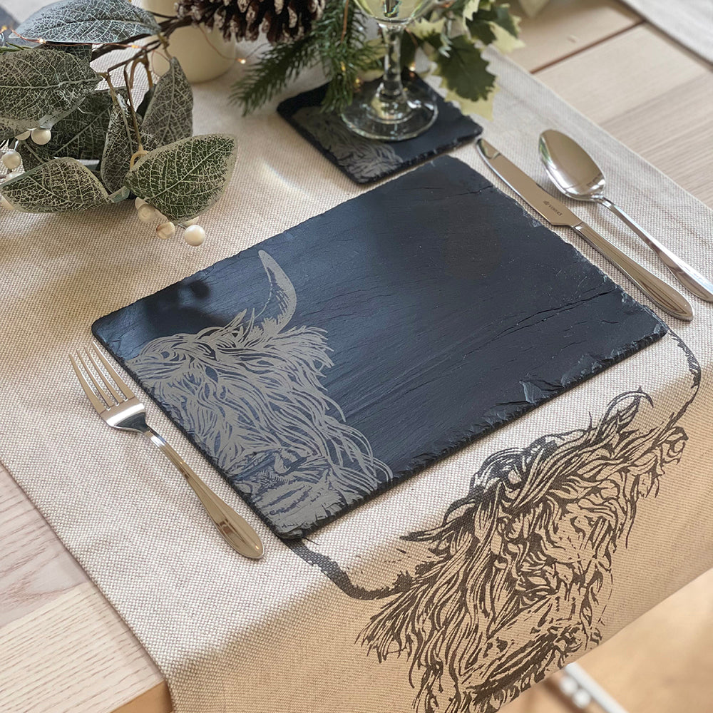Highland Cow Slate Place Mats - Set of 2