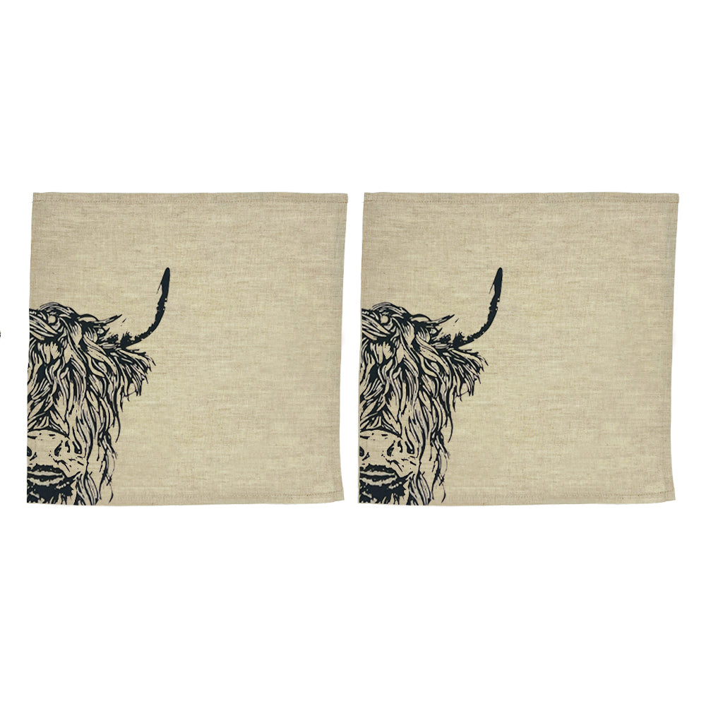 Highland Cow Linen Napkins - Set of 2