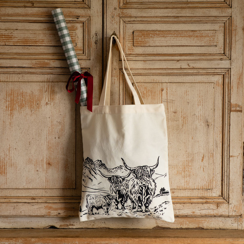 Scenic Highland Cow Tote Bag