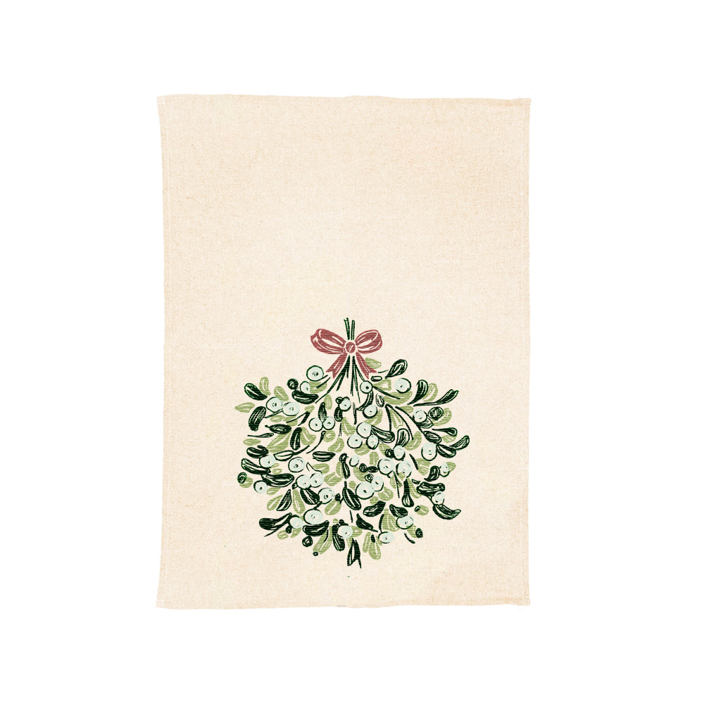 Mistletoe Linen Tea Towel