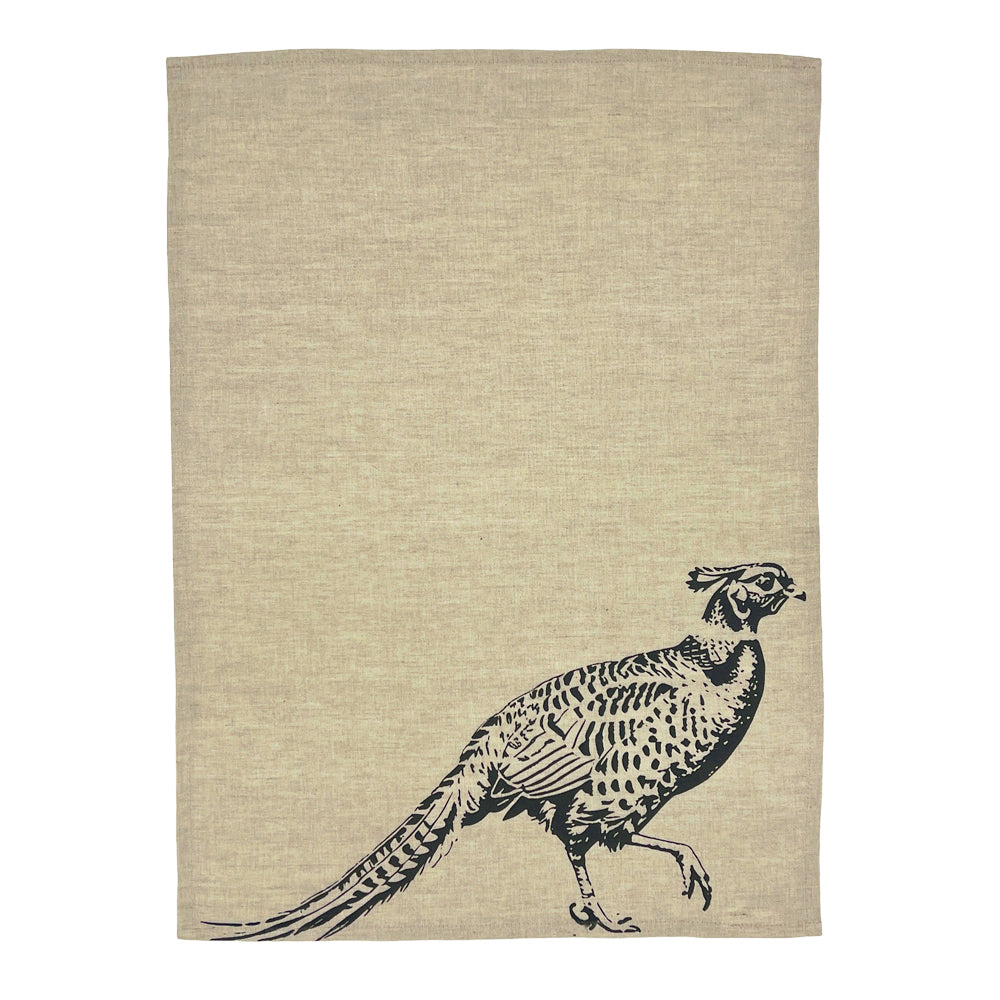 Pheasant Side Profile Linen Tea Towel