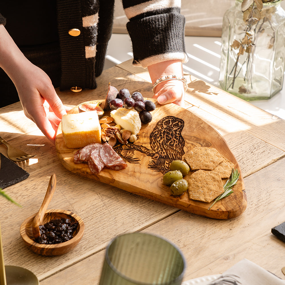 Tawny Owl Olive Wood  Chopping Board 35cm