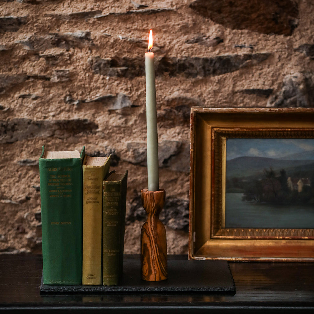 Olive Wood Candlestick Holder - Large