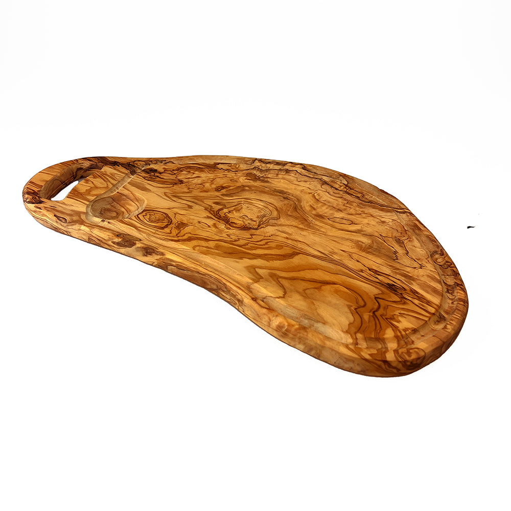 Olive Wood Handled Carving Board (with Groove)