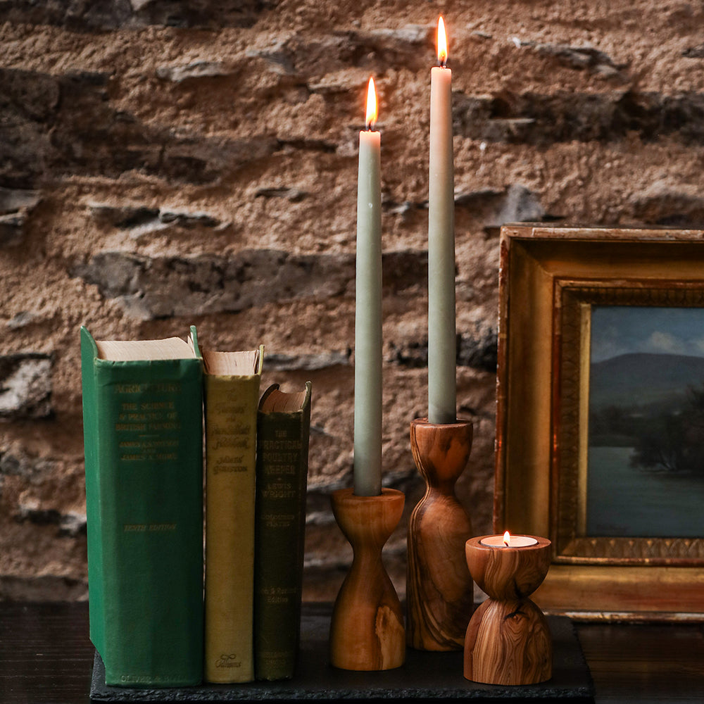 Olive Wood Candlestick Holder - Medium